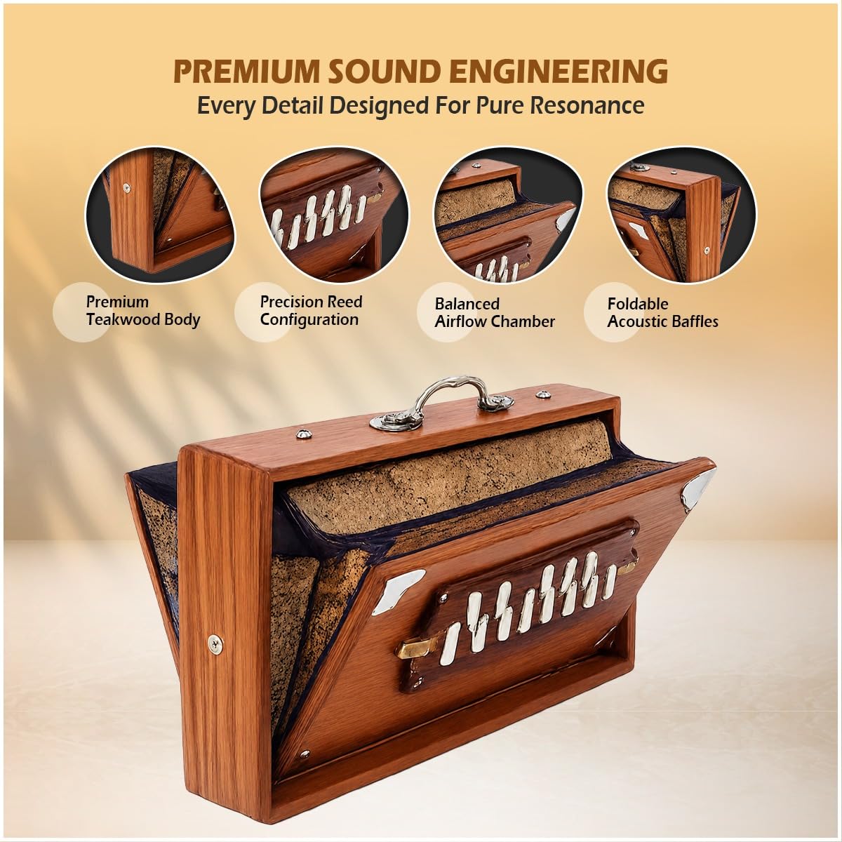 Shruti Box M2 Low G, strumento musicale indiano Surpeti Shruti Box sintonizzato a 432 Hz, Shruti con borsa per il trasporto