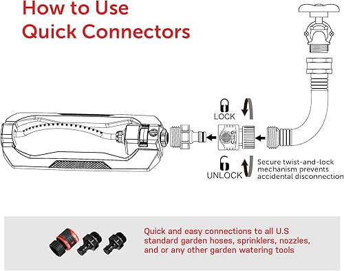 Miniatura 6 de Eden 96214 Aspersor oscilante para césped y jardín con juego de iniciación de conexión rápida tubo de arco de metal