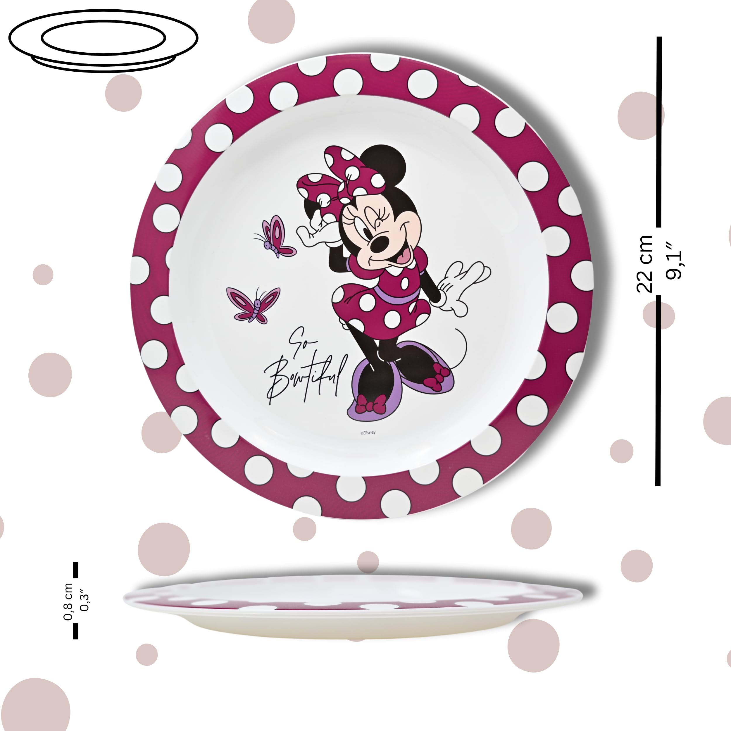 Stor Minnie Mouse Kindergeschirr Set - 5-teiliges Frühstücksset Mit Teller, Schüssel, Becher & Besteck
