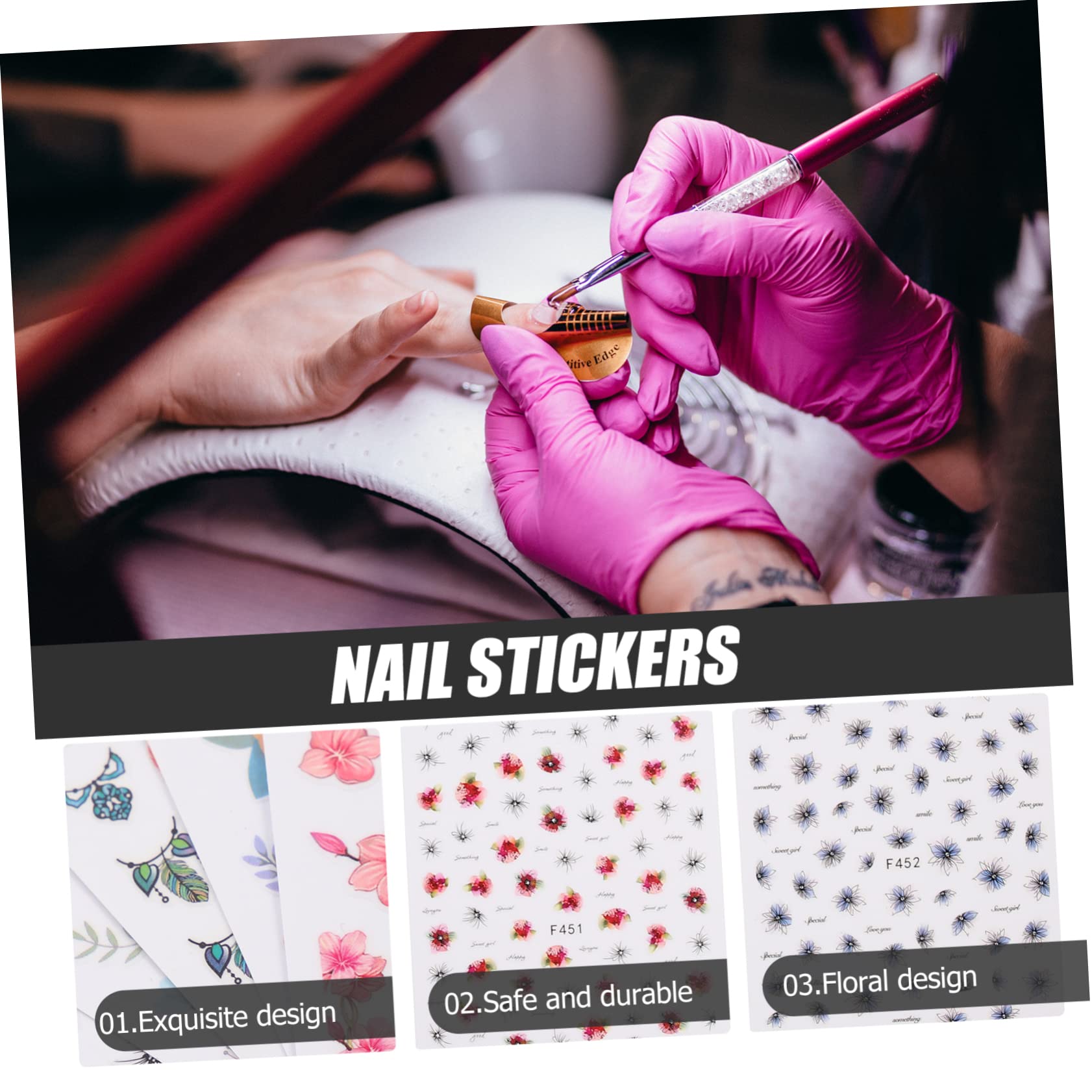Healeved 18pezzi Adesivi Per Unghie Fiori Decorativi Nail Art Per Manicure Creativa e Decorazioni Eleganti Per Unghie e Accessori