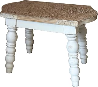 dwellington Farmhouse Wooden Step Stool - Rustic Solid Wood Foot Stool for Bathroom Kitchen Kids Adults, 300lb Plant Stand