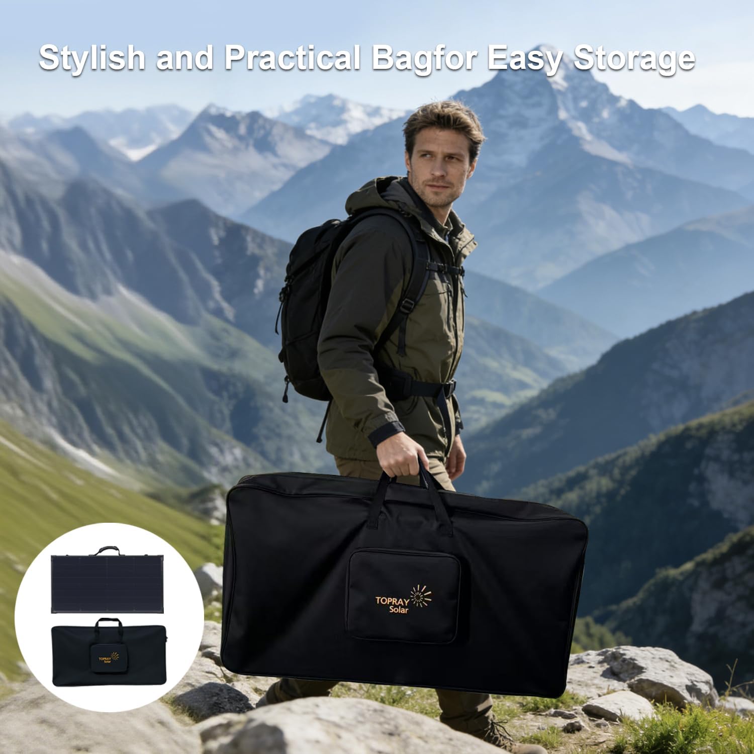 100W Portable Solar Panels Suitcase with 10A Charge Controller, 100W Foldable Solar Panel with Advanced BC Solar Cells-25% High Efficiency, IP68 Waterproof for Camping, RV, Tailgating