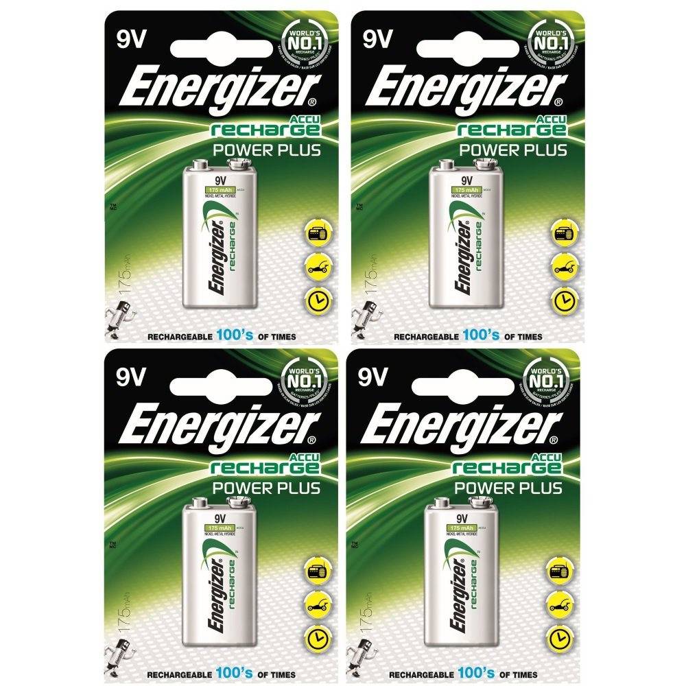 Energizer 633003 - Batería recargable (4 unidades, 9 V, NiMH, 175 mAh, HR22,5 V)