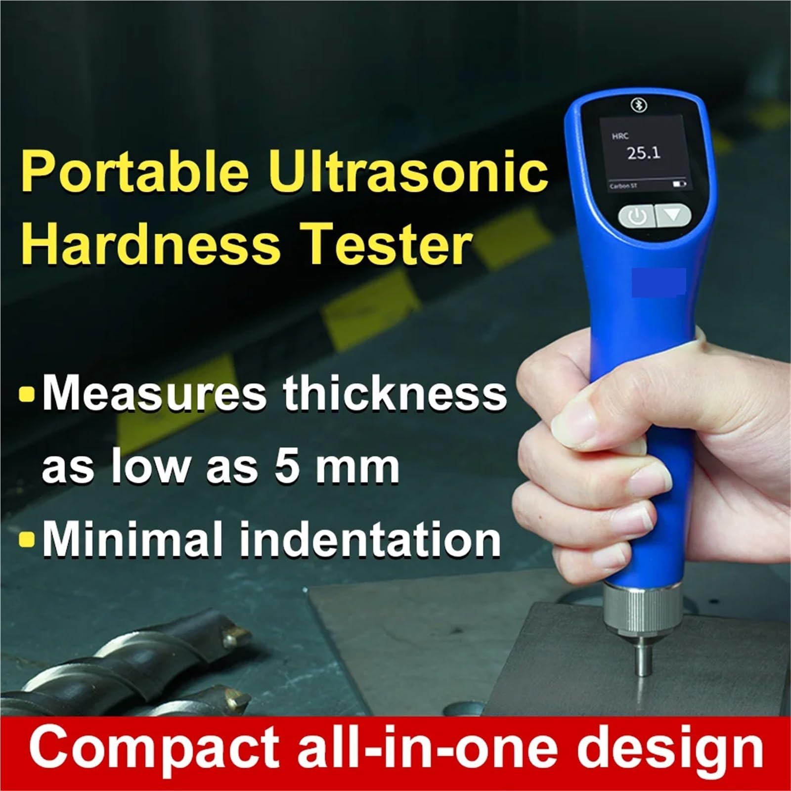 Dispositivo de medición de superficie, Probador de dureza ultrasónico LS256 con aplicación Bluetooth y 9 escalas probador multifuncional no destructivo acero, hierro, bronce cobre