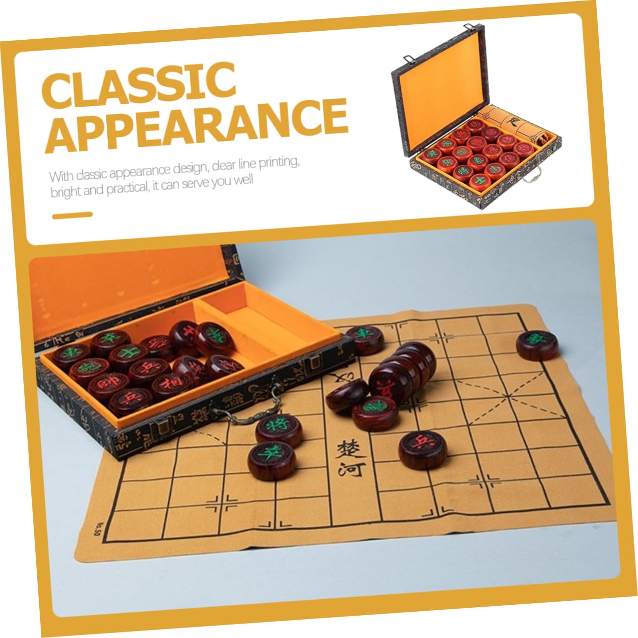 Alasum 1set Scacchi Cinesi Legno Per Adulti Include Tavola Legno Design Tradizionale Accessorio Per Gioco Casa e All Aperto Alta Stabilità e Resistenza