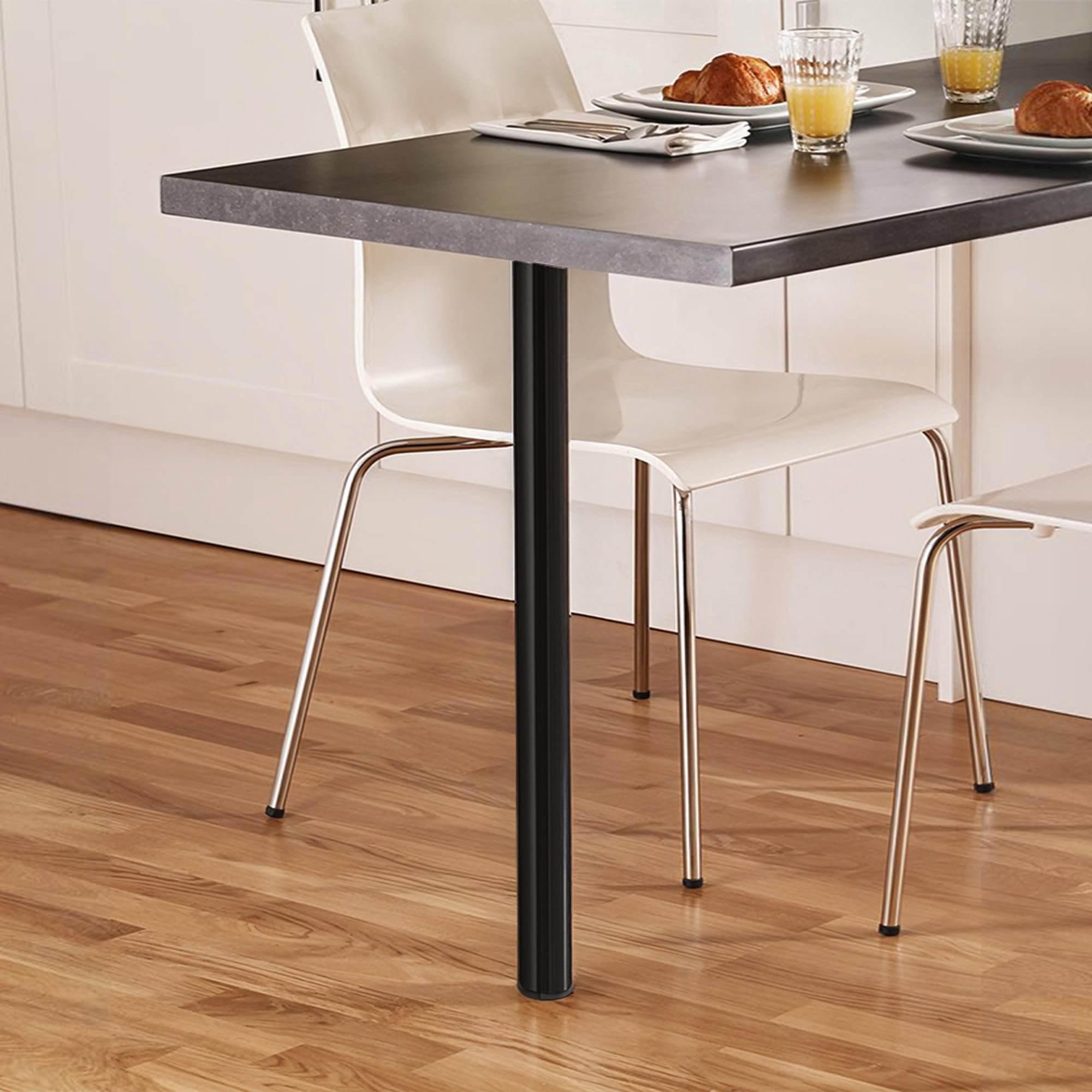 INMOZATA 1 gambe da tavolo regolabili in altezza, 70-110 cm, colore nero, in metallo, con protezione per pavimento e viti per comò, tavolo da pranzo, scrivania
