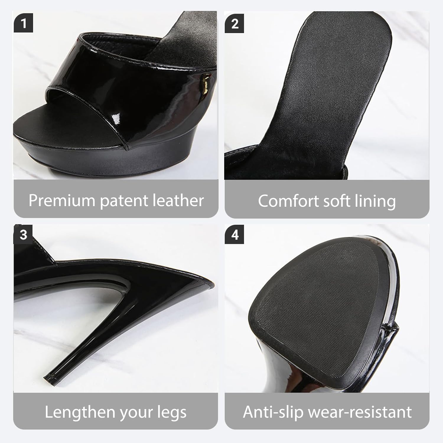 Women Fish Mouth Sky High Heel Platform Sexy Party Slides Round Open Toe Slip On High Heeled Backless Prom Sandals Fashion Stiletto Dress Bridal Evening Shoes - Image 4