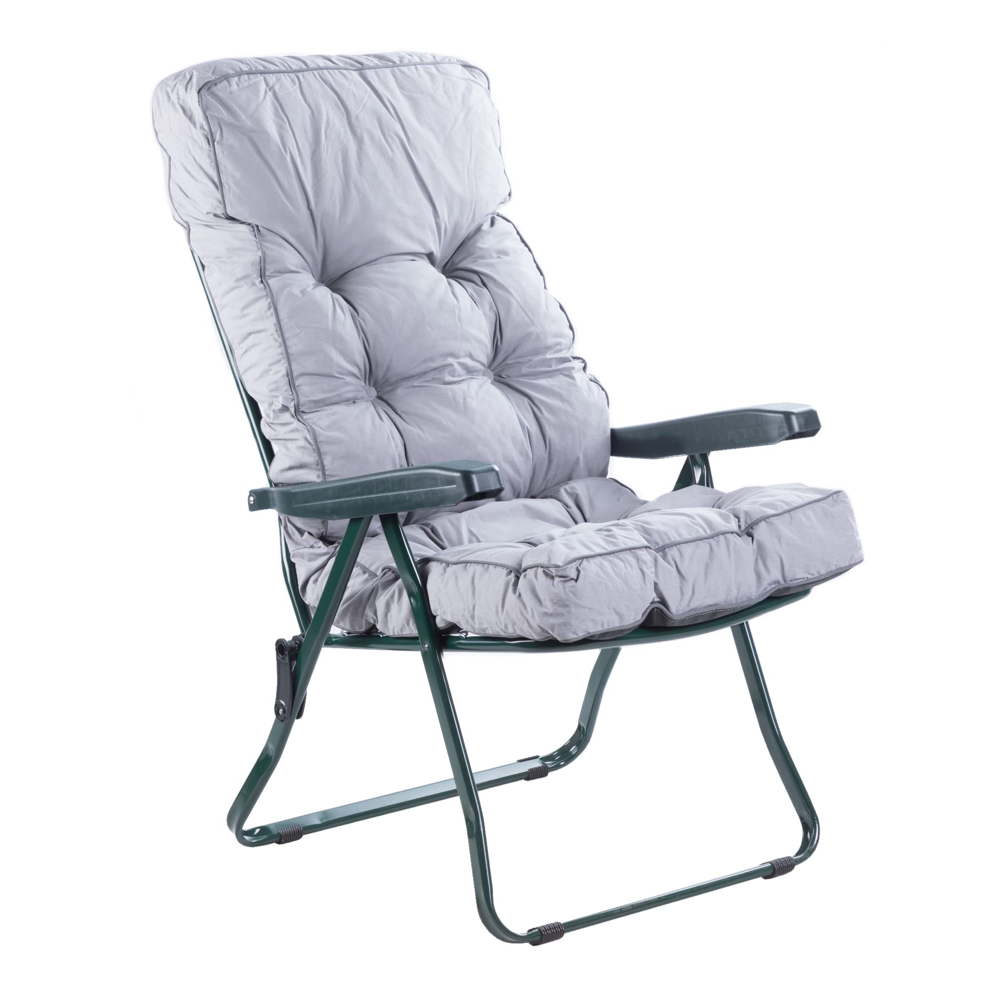 Alfresia Recliner Garden Chair, Folding Outdoor Recliner Chair with 5 Position Adjustable Backrest, Green Frame and Classic Water-Resistant Cushions โ image 1