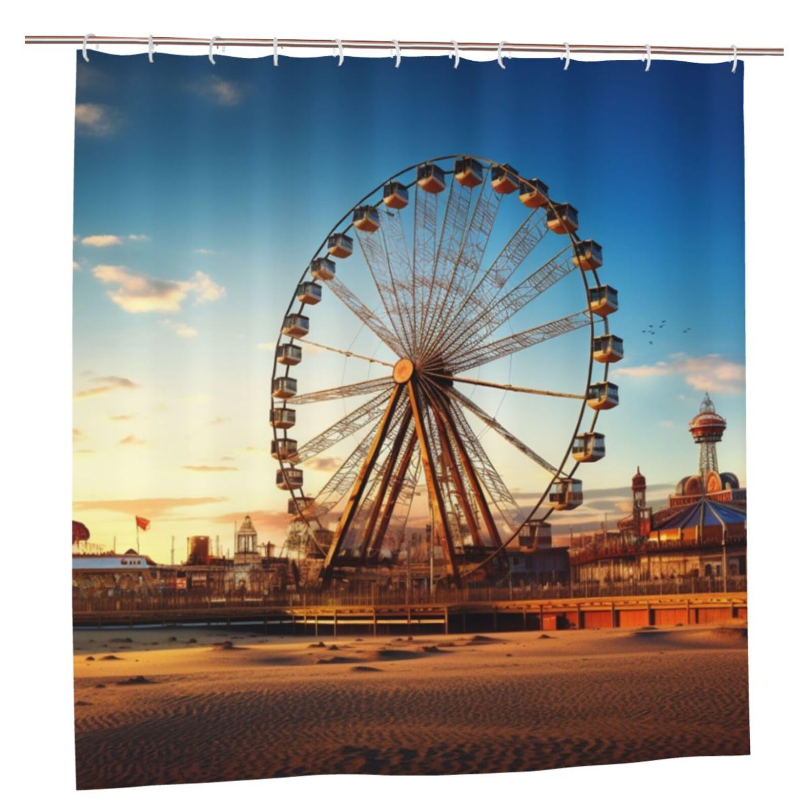 Rideau de douche grande roue imperméable avec 12 crochets