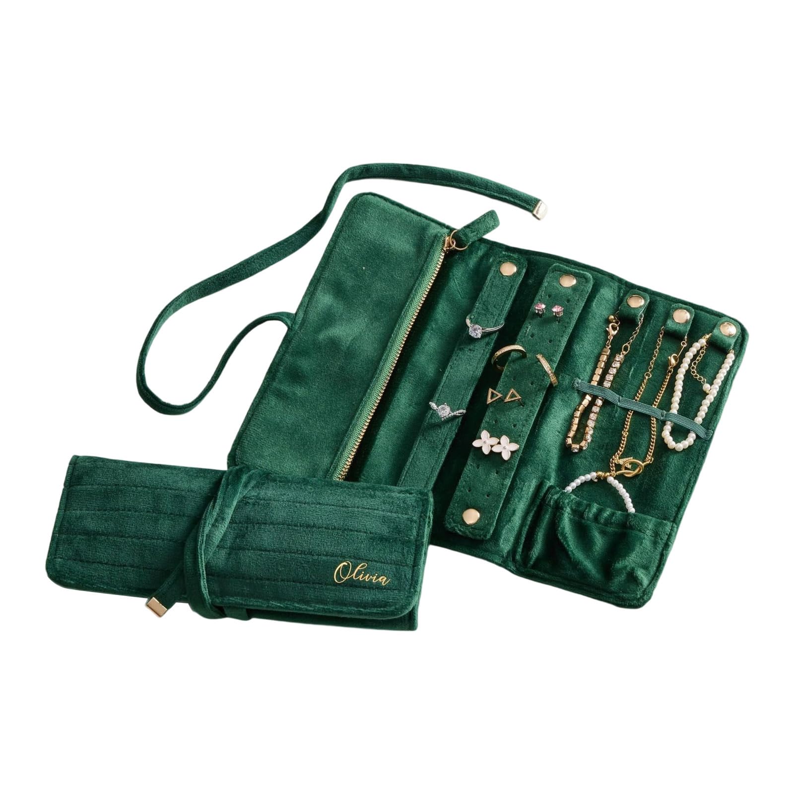 yanwuwa Portable Flocking Jewelry Case Foldable Design with Individual Compartments for Earrings Necklaces Rings Travel Storage Jewelry Pouches
