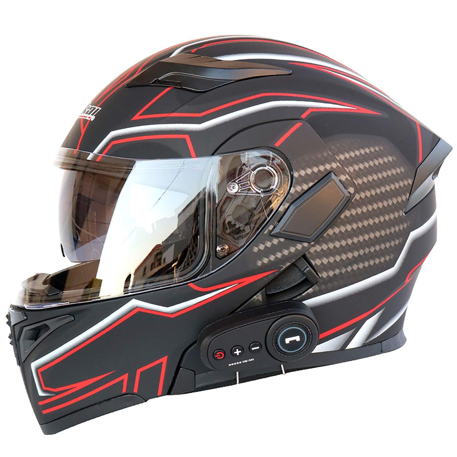 Opklapbare Bluetooth Motorhelm Modulaire Motorhelm Integraalhelm met Dubbel Vizier DOT/ECE Goedgekeurd met Microfoon voor Automatisch Beantwoorden