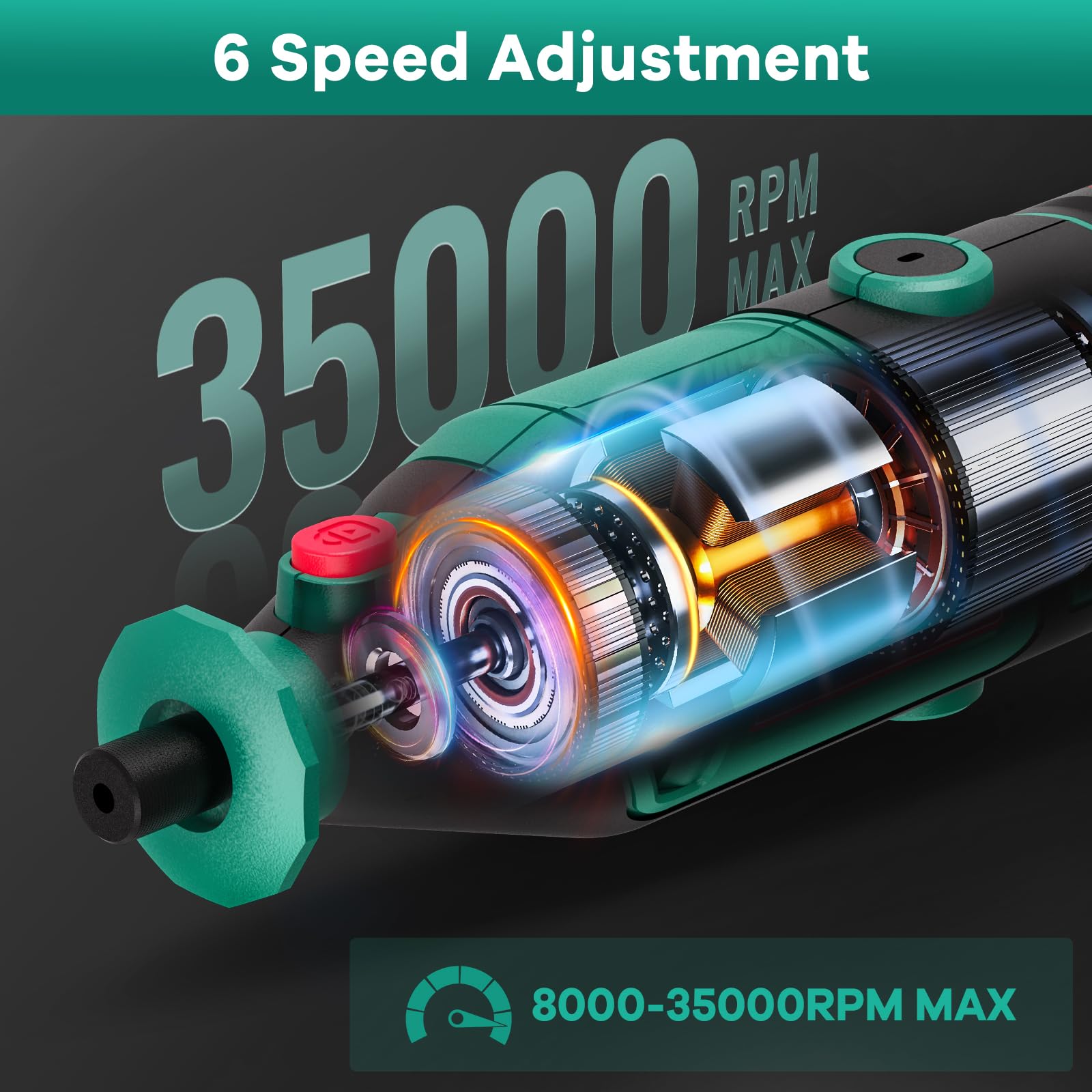HYCHIKA 8000-35000 giri/min, strumento rotante a velocità variabile 180 W con 179 accessori con albero flessibile, supporto per catena e borsa degli attrezzi