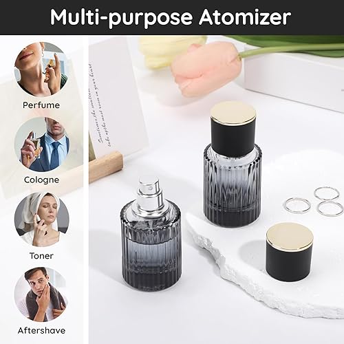 Miniatura 5 de Segbeauty Botella de spray de niebla fina de 1.0 fl oz con kit de recarga de perfume, botella atomizadora de perfume recargable negra de 1 oz para