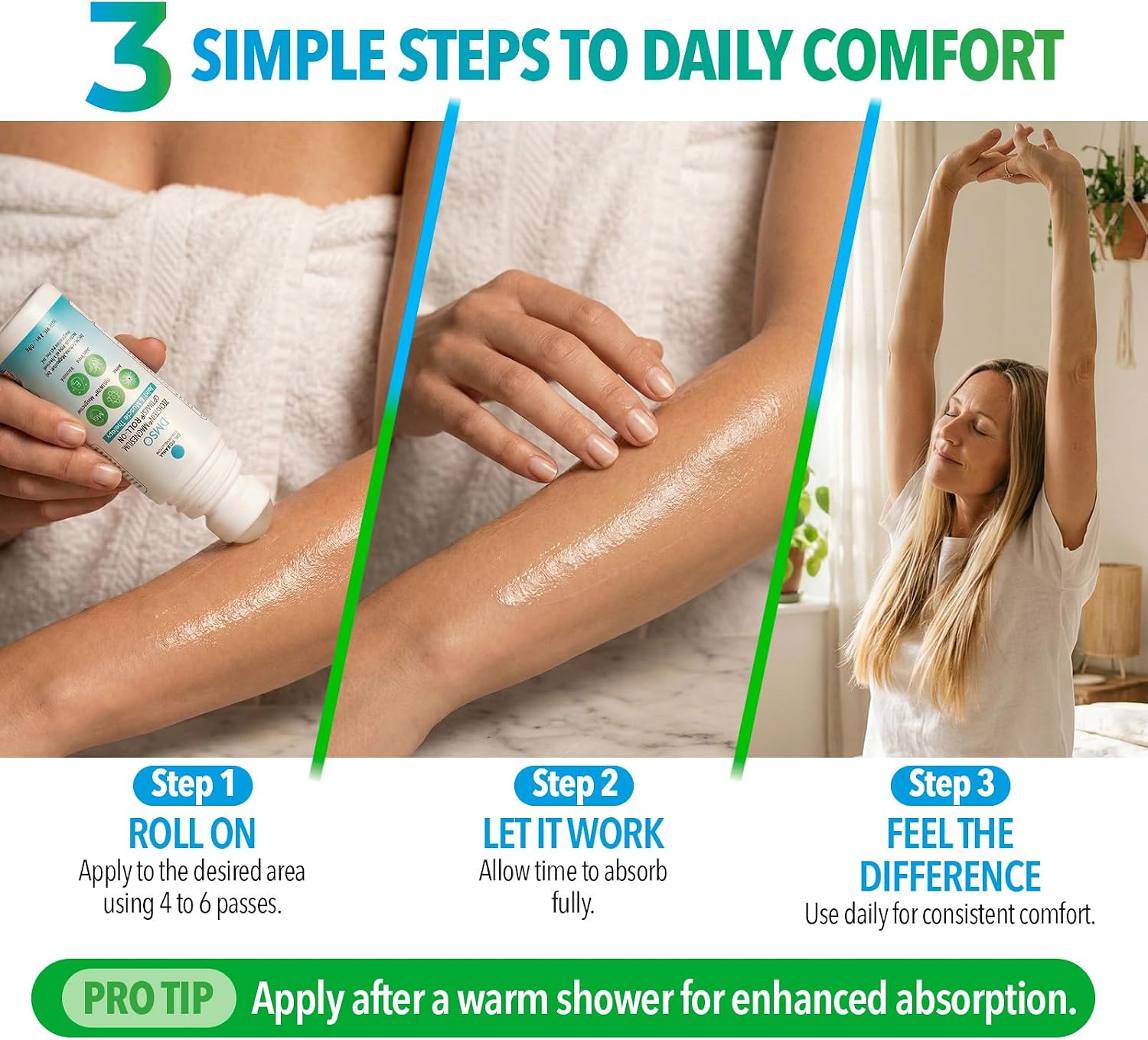 Dr. Robaina DMSO Roll-On – 99.9% Pure Dimethyl Sulfoxide | Formula with Zechstein Magnesium, Arnica, Aloe Vera & Vitamin E Non-Greasy Topical Formula | 3 oz