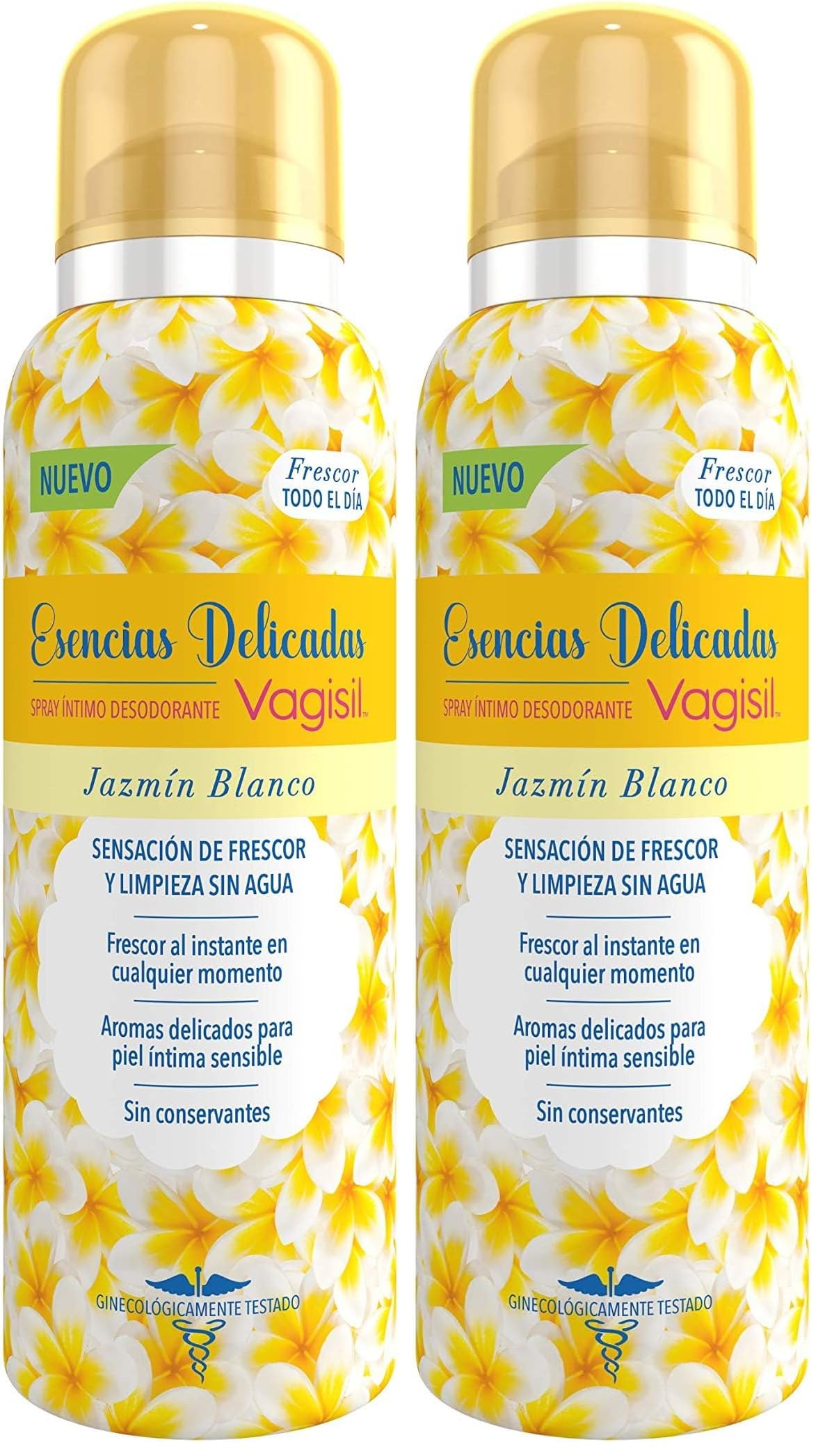 Vagisil Esencias Delicadas Spray Íntimo Desodorante Jazmín Blanco, Aroma Floral para una Sensación de Limpieza y Frescura Todo el Día, Hipoalergénico, 125ml (Packung mit 2)