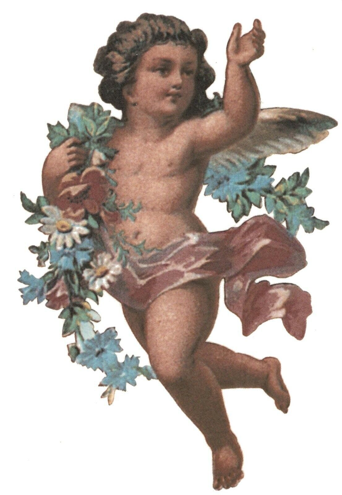 Cherub Angel Daisy Flowers Overglaze Waterslide Ceramic Decals 5 Inch (2 Decals)