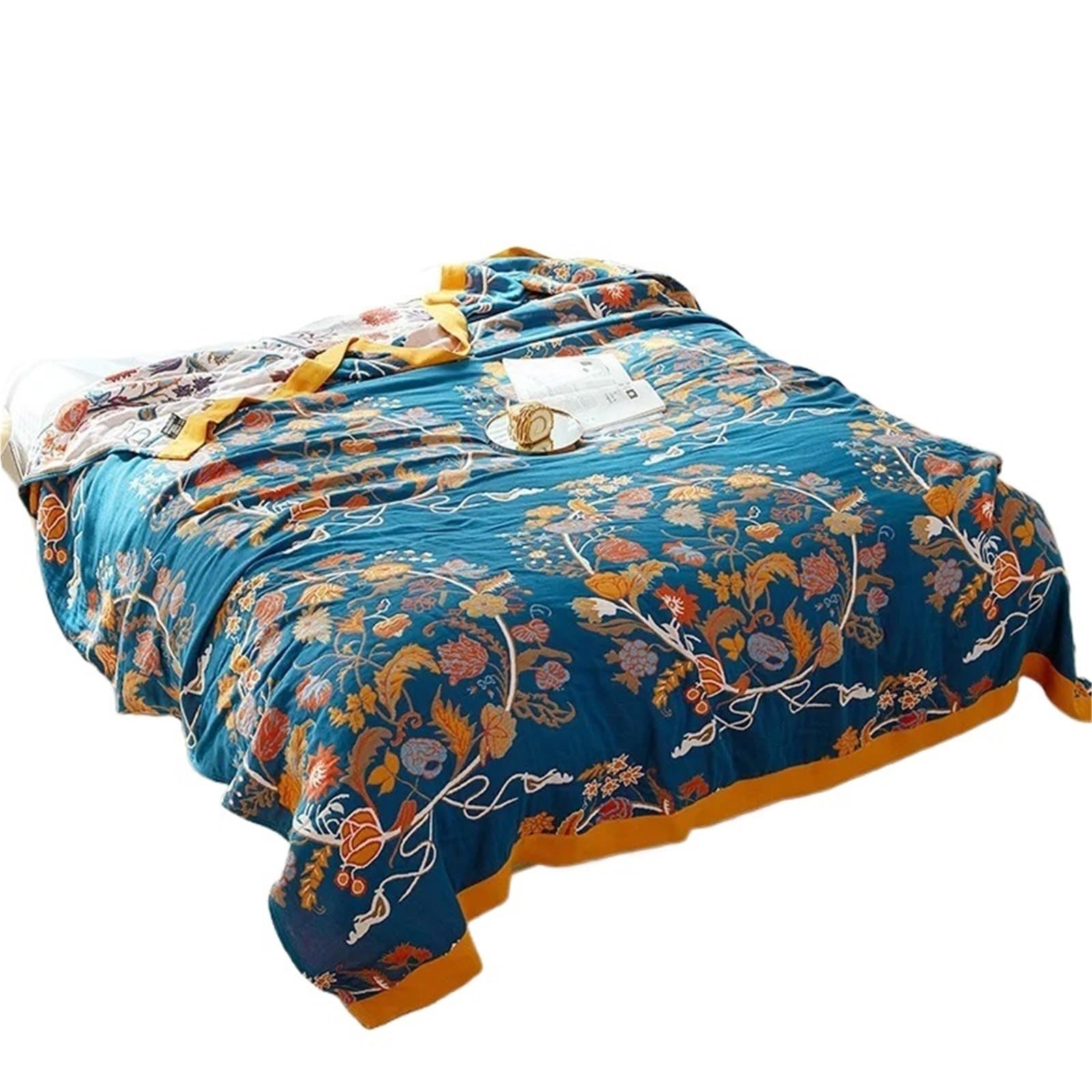 WJIAYAO Muslin Throw Blanket Summer Cotton Blankets Pastoral Style King Size Muslin Gauze Towelling Coverlet Double Bed Bedspreads On The Beds Sheet