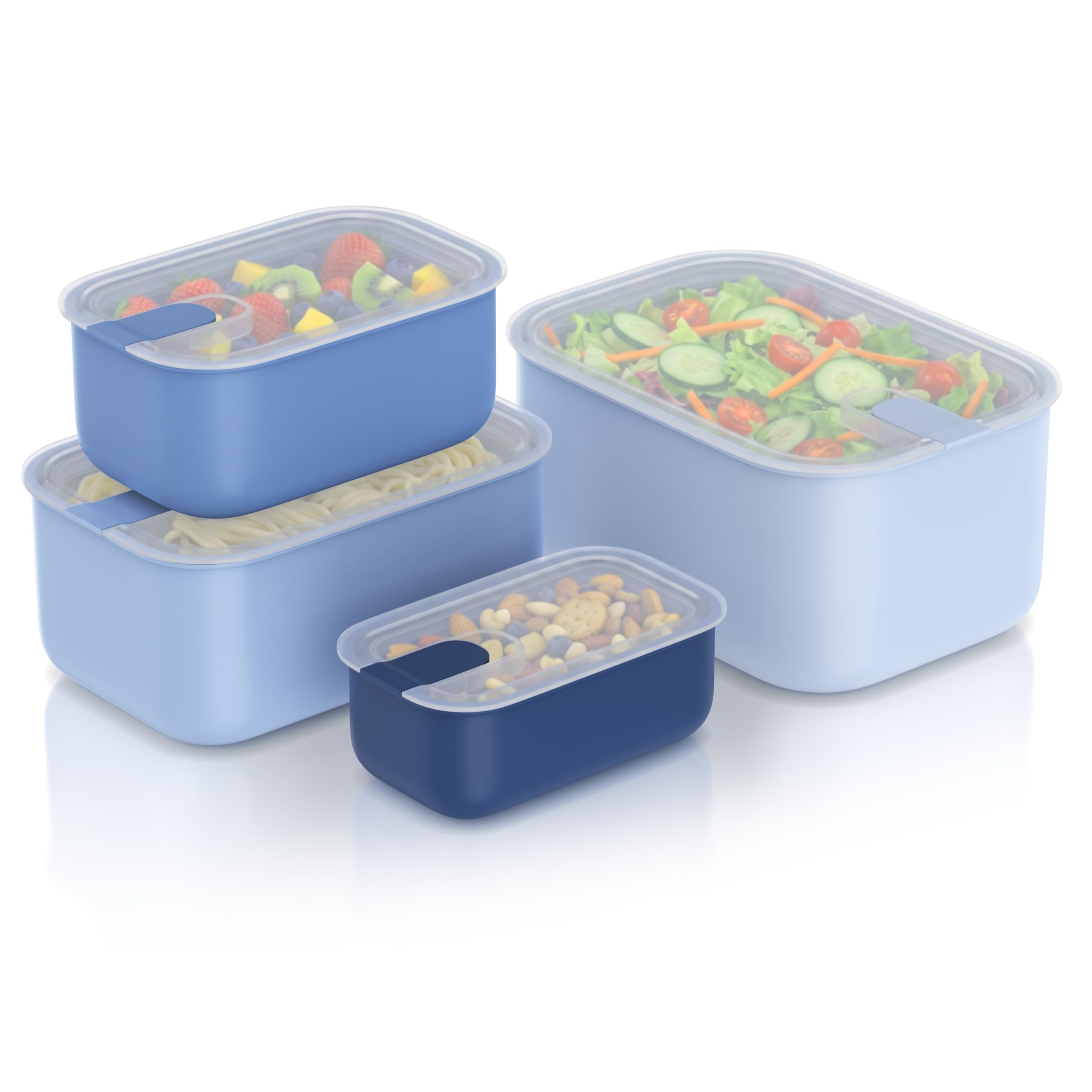 Arendo - Frischhaltedosen mit Deckel - Vorratsdosen Set - Set 4 teilig – 4700 2900 1600 800 ml - luftdicht – auslaufsicher – stapelbar – lebensmittelecht – Spülmaschinengeeignet mikrowellengeeignet –