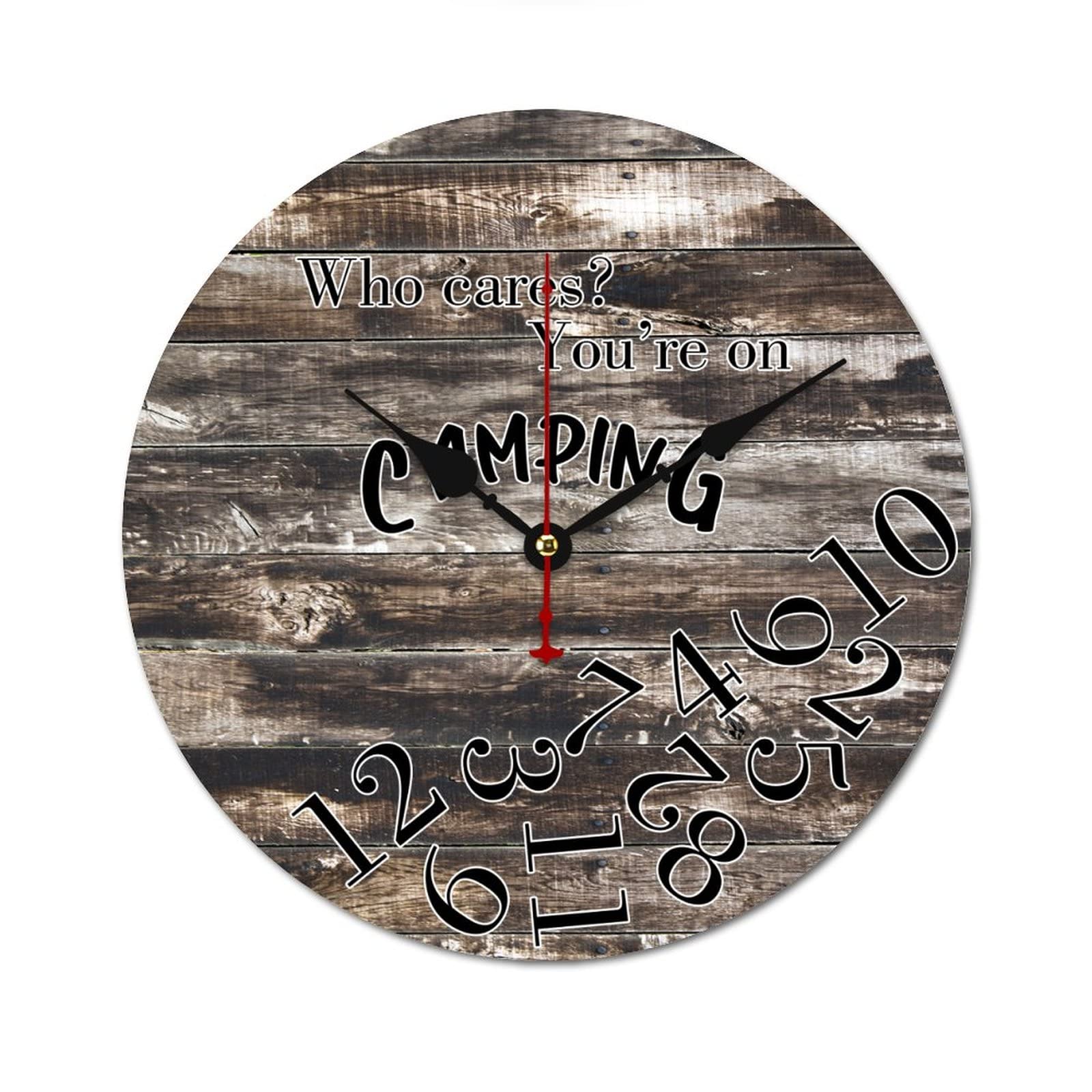 Horloge murale cadeau campeurs idee souvenir style vintage rustique 38x38 cm