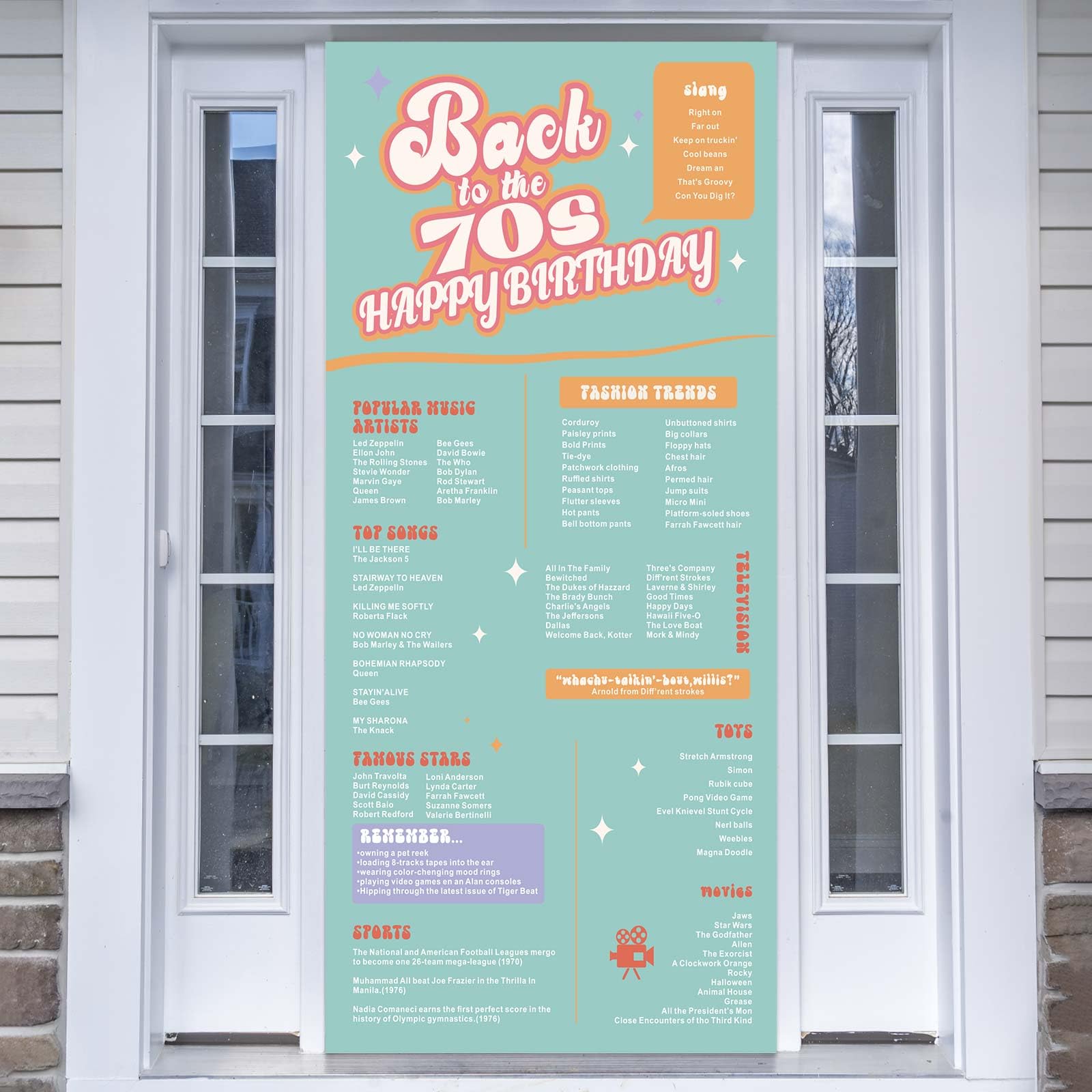 Back to the 70s Banner Happy Birthday Decorations Colorful Backdrop Vintage Birthday Theme Decor Birthday Gifts for Her or Him Party Supplies Photo