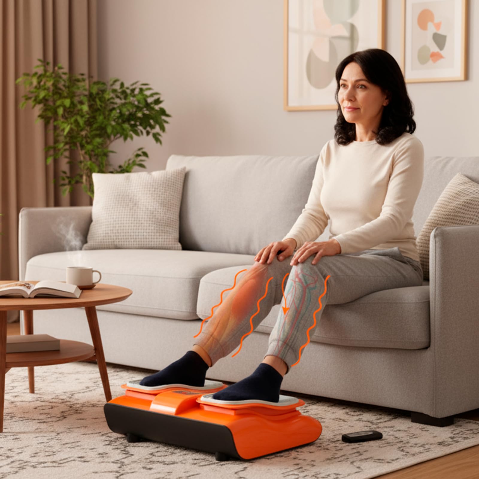 Masajeador de Pies 30W, Vibralegs, Masajeador de Piernas, Masaje Shiatsu, Mejora la Circulación, Alivia El Dolor, Con Mando a Distancia, 2 Modos de Vibración, Salud