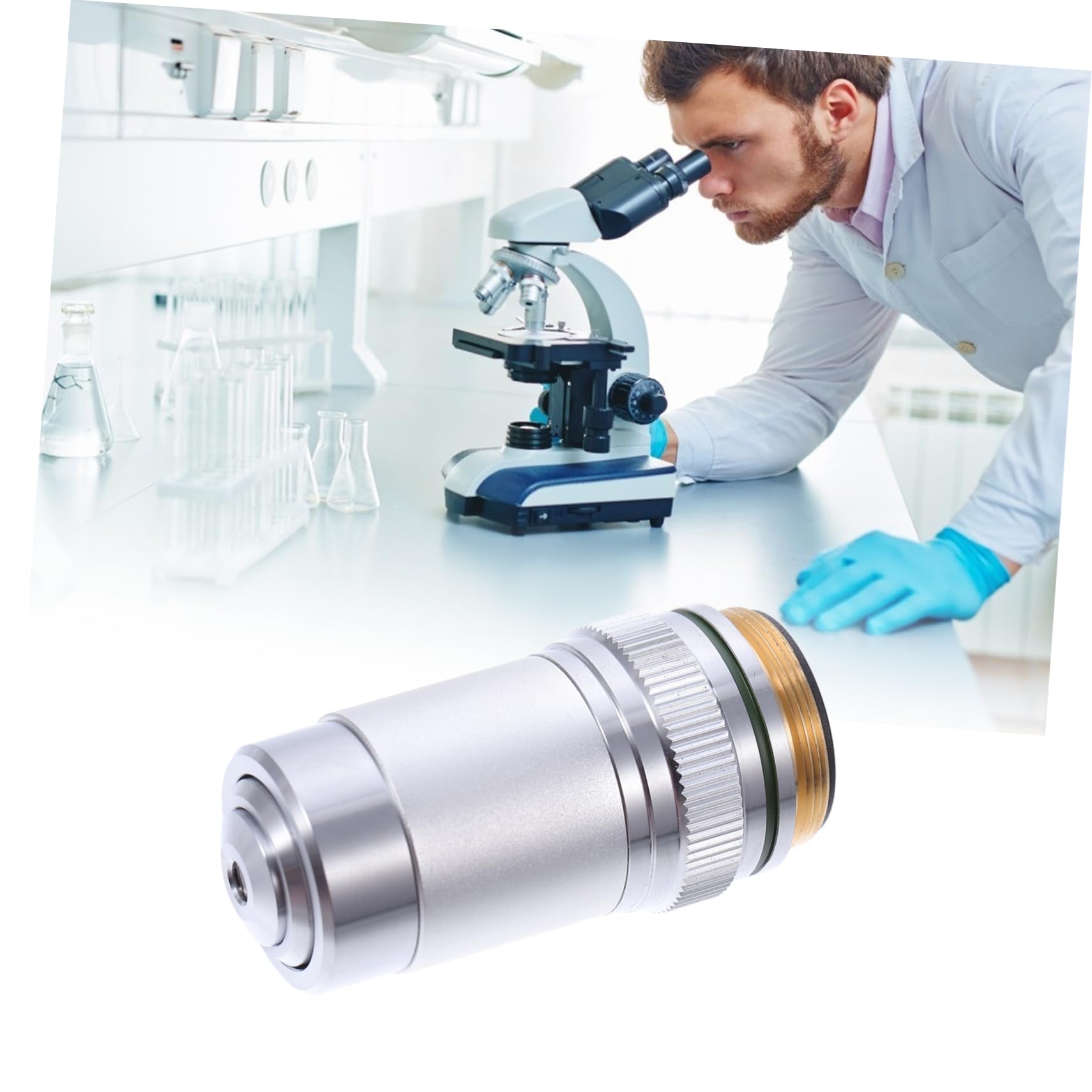 Lente Obiettivo per Microscopio Acromatica 20x in Acciaio | Montaggio 20, 2mm Filetto Standard, Vetro Coprioggetto 0, 17mm, Distanza 0, 55mm Na 0, 4