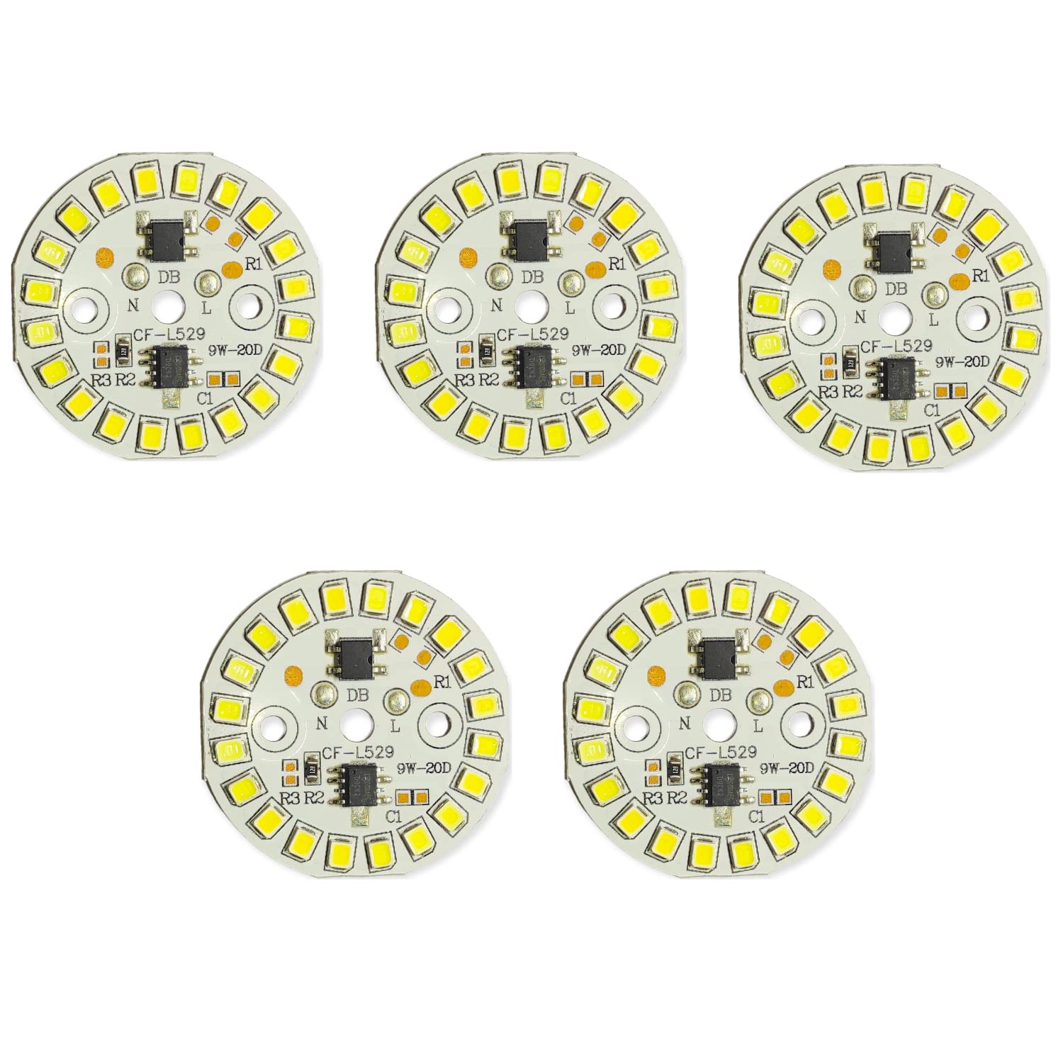 UNIVERSAL HUB 9W Dob 5Pcs Direct On Board High Brightness Led Light For Bedroom,Kitchen,Bathroom Etc, B22D, COOL White Bulb