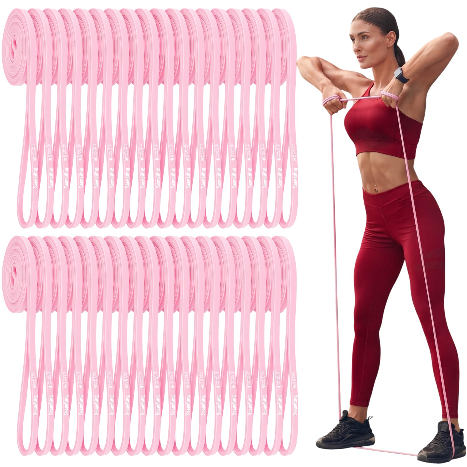 Seenelling 36 fasce di resistenza elastiche per allenamento a casa, palestra, allenamento della forza, yoga e esercizi fisici, per uomini e donne