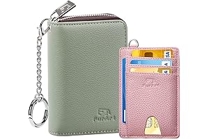 FURART Slim Minimalist Wallet, RFID Blocking Credit Card Holder with Zipper Coin Purse
