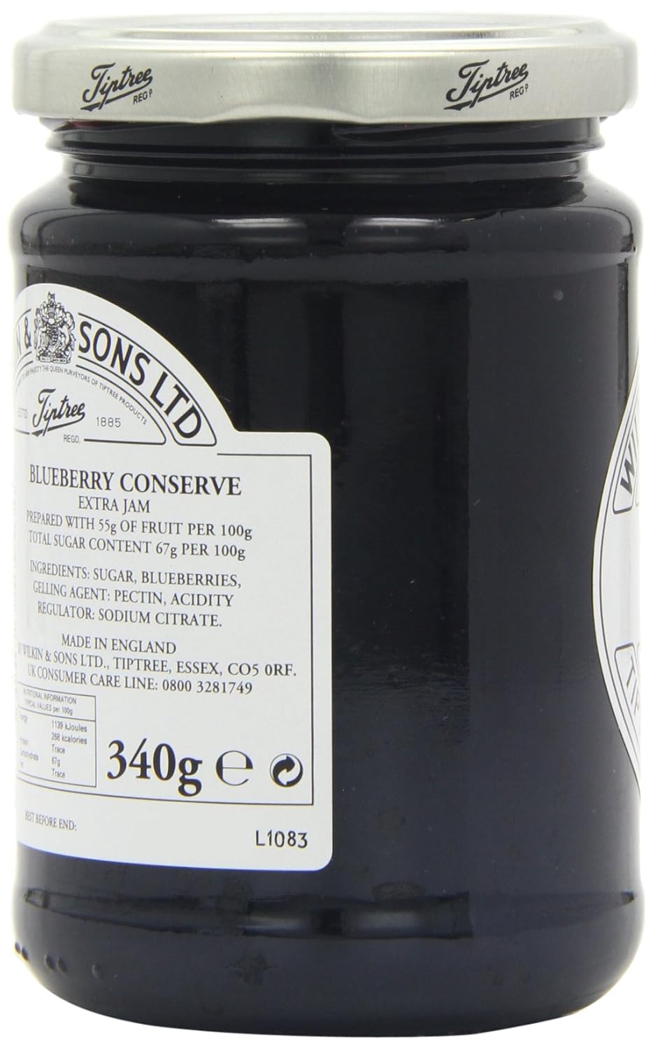 Tiptree Wild Blueberry Preserve, 12 Ounce Jars (Pack of 6)
