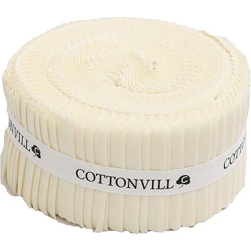 COTTONVILL 20COUNT Cotton Solid Quilting Fabric (2.5inch Strip, 03-Whisper White)