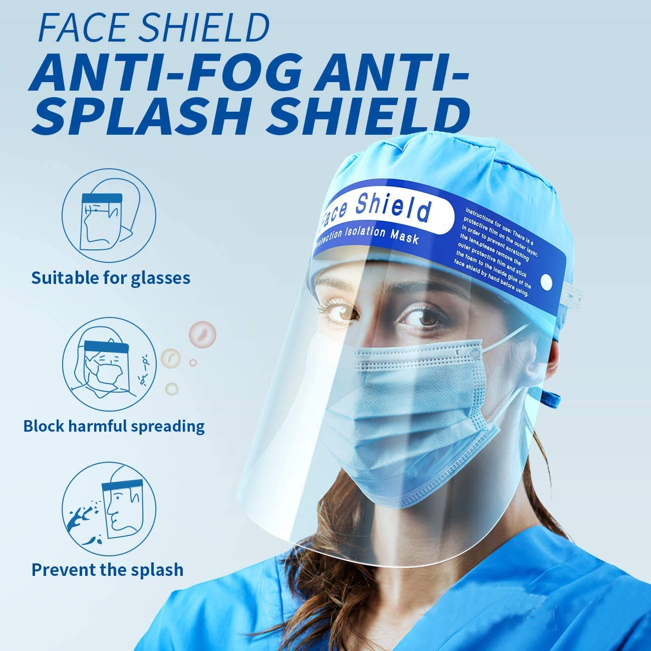 10 Pack All-Round Covering Cap with Clear Wide Visor Lightweight Transparent with Adjustable Elastic Band
