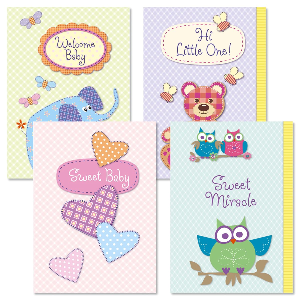 Current Baby Shapes Congrats Greeting Cards - 8 Pack (4 Designs), New Baby Congratulations Sentiments Inside, Large 5 x 7 Inch, Baby Shower