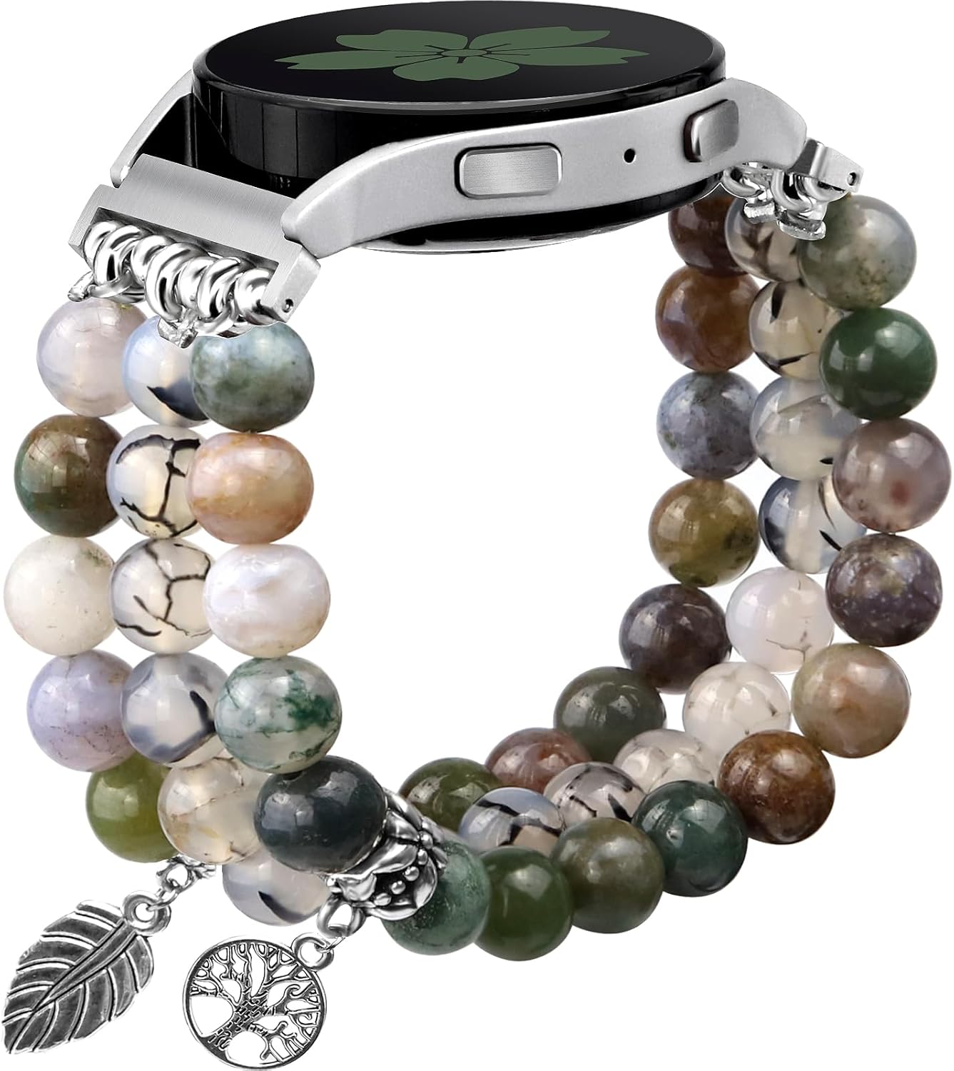 Natural Stone Bracelet Beaded Band Women 20mm Compatible with Samsung Galaxy Watch 7/6/5/4/Active 2/4 Classic/6 Classic/5 Pro/FE 40mm 42mm 43mm 44mm 45mm 46mm 47mm