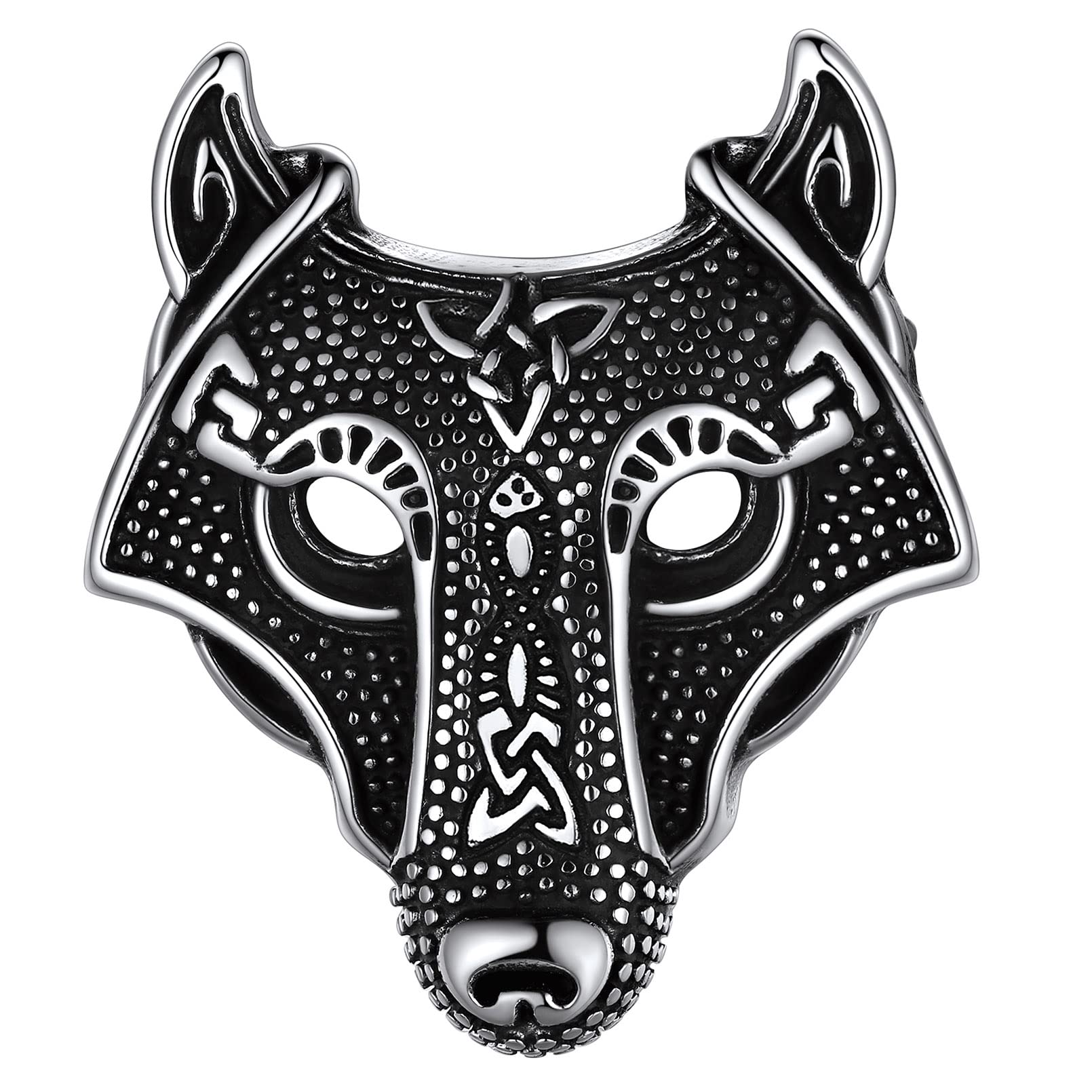 Viking Wolf Brooches for Men Stainless Steel Punk Norse Celtic Knot Fenrir Pins
