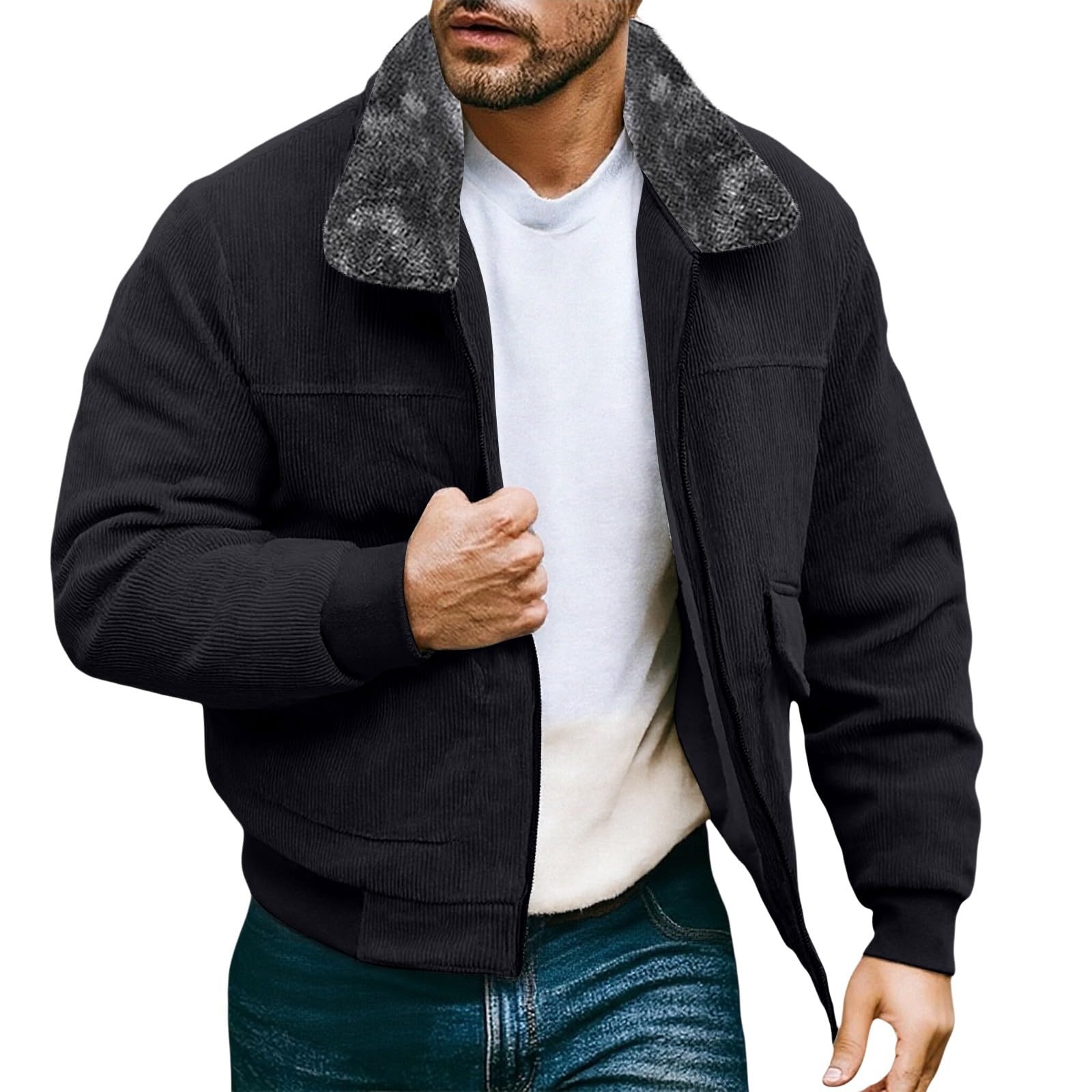 Générique Veste Coupe Vent Homme Mi Saison Vestes Bomber Manteaux Léger Pour Trench-Coat, Classique Pardessus Doublure Thermique D'hiver Vestes De Séjour À La Campagne, Marche En Forêt