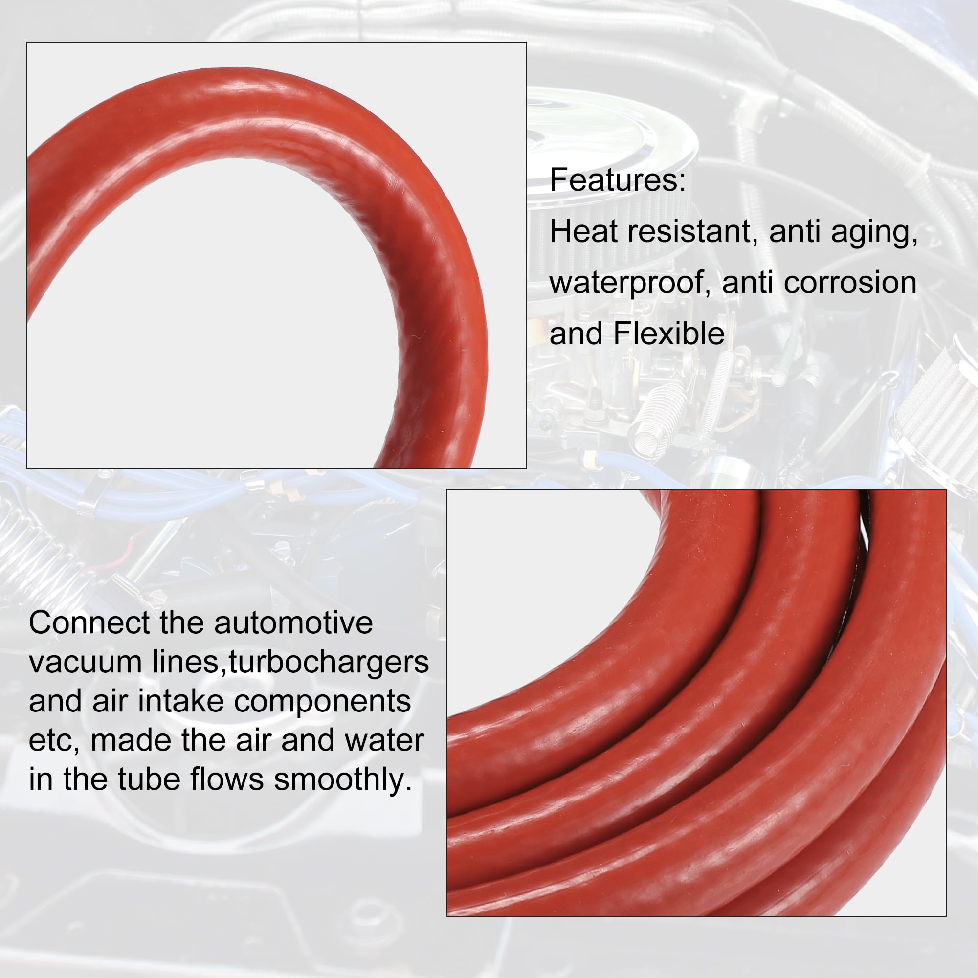 Tuyau D'aspiration Silicone 1m - 9mm Intérieur, Pour Auto, Turbo, Lave-glace, Résiste -60°C à 220°C