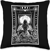 Vista 1 de The Pinball Girl Retro Arcade Game 80s Tarot Card Skeleton Throw Pillow