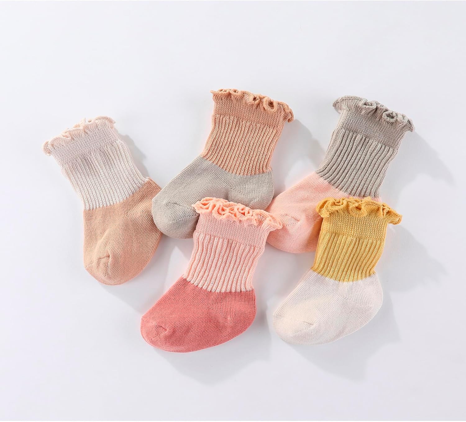 MAMIMAKA Unisex Baby Socks Breathable Soft Cotton Ankle Socks for Baby Boy and Girl, 5 Pack