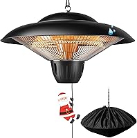 Danluke 1500W Infrared Patio Heater - Waterproof Ceiling Mount Hanging Electric Heater for Porch Garage Balcony Black