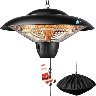 Danluke 1500W Infrared Patio Heater - Waterproof Ceiling Mount Hanging Electric Heater for Porch Garage Balcony Black