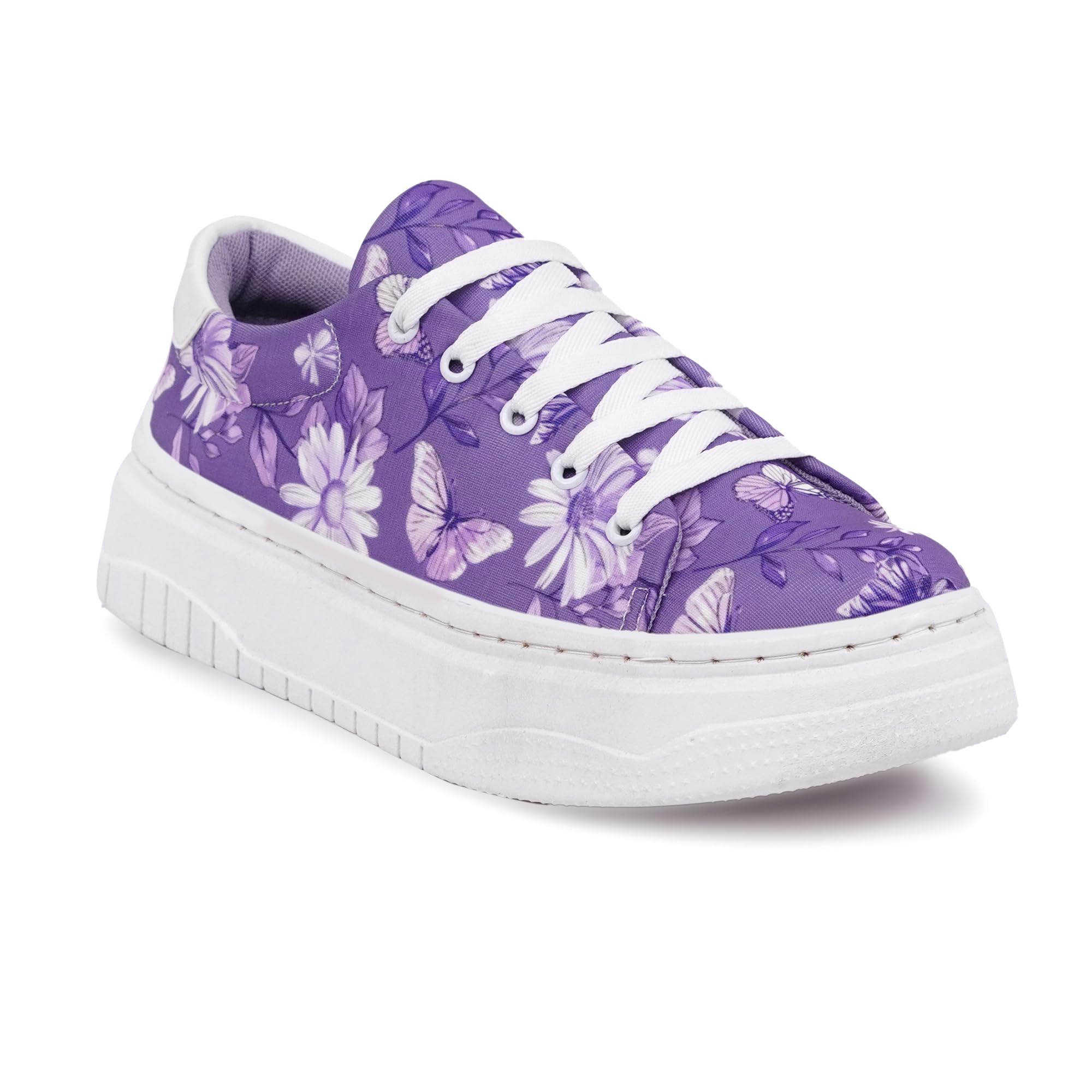 Floral Printed Women Casual Shoes | Mystic Violet Sneakers | Comfortable Shoes | Washable | Stylist | Ladies Printed Sneakers | Trendy Shoes for Girls-image-1