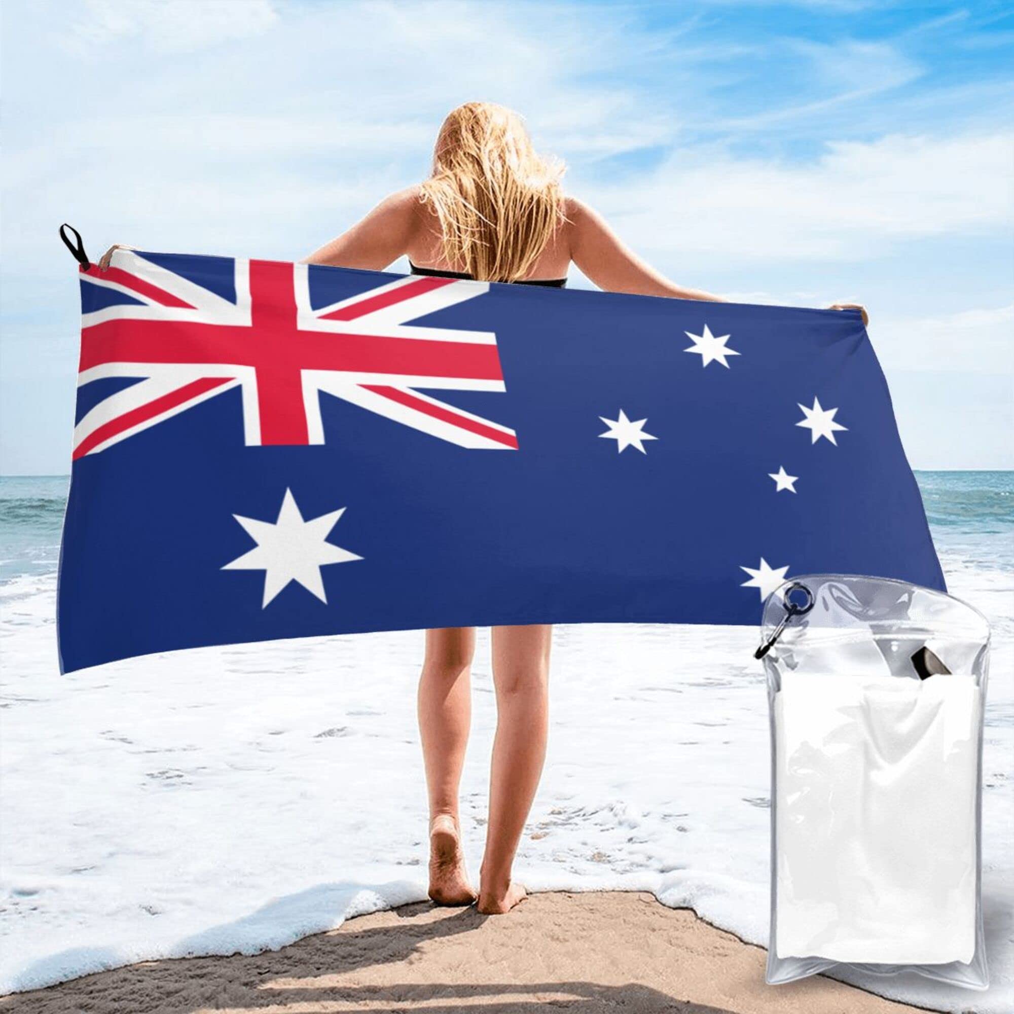Lsjuee Australia Flag Microfiber Beach Towel-Quick Dry Oversized Towels Blanket for Travel Pool Camping