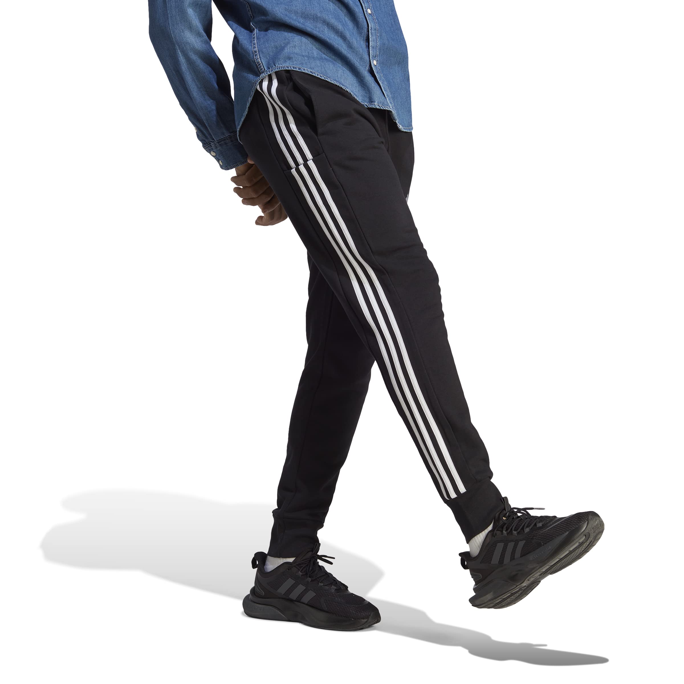 adidas Essentials French Terry Tapered Cuff 3-Stripes Pants - Pants Hombre
