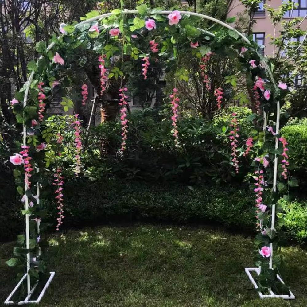 Pergola Łuk Ogrodowy Krata Pnącza Stojak Na Zewnątrz Antykorozyjny Metalowy Łuk Różany Odłączany Stojak 120 x 220 cm (Kolor: Biały, Rozmiar: 140 x 230