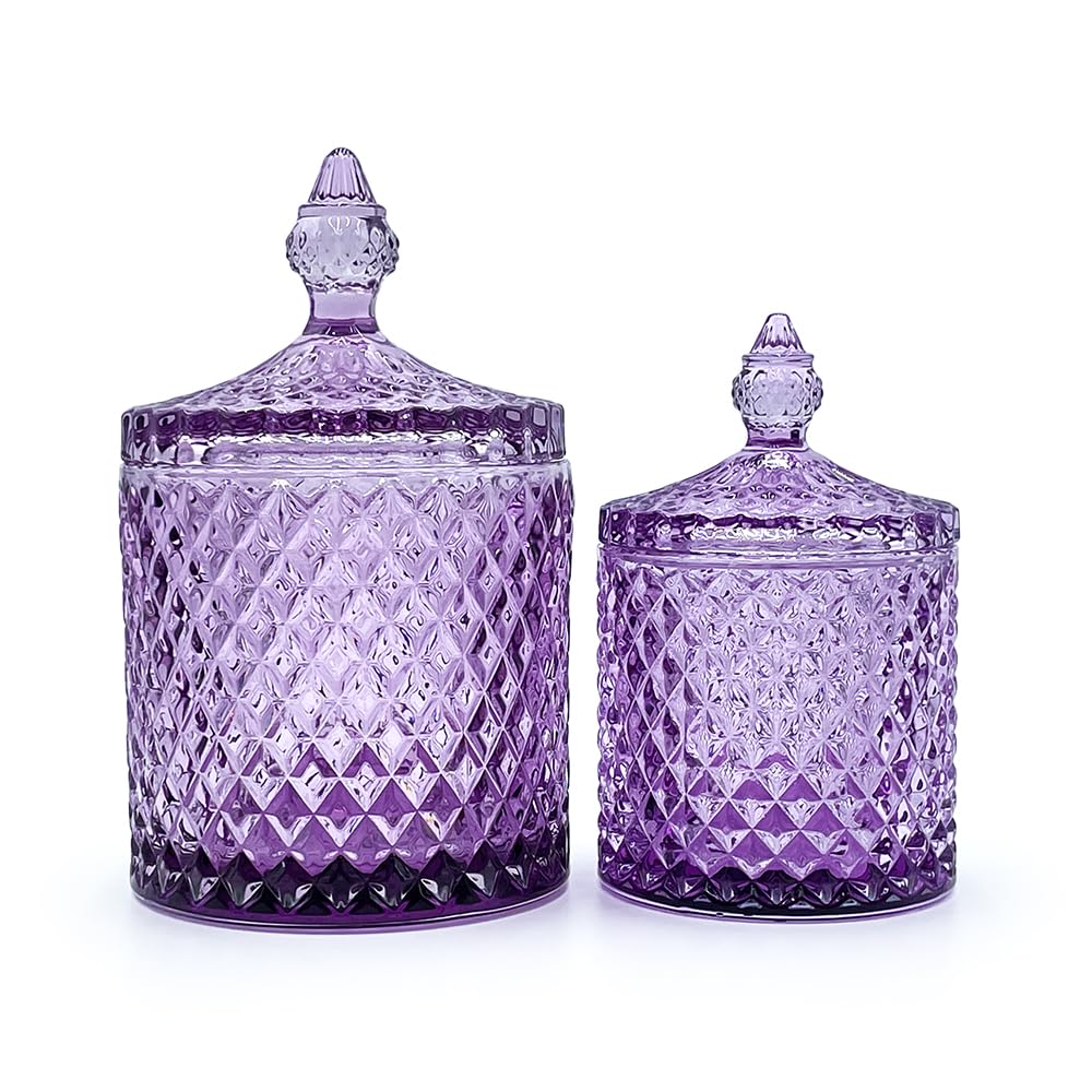 Bocal En Verre Coloré Avec Couvercle - Vert - 14 Cm De Haut, Diamètre 8,6 Cm - Pour Bonbons, Biscuits, Bijoux Ou Décoration