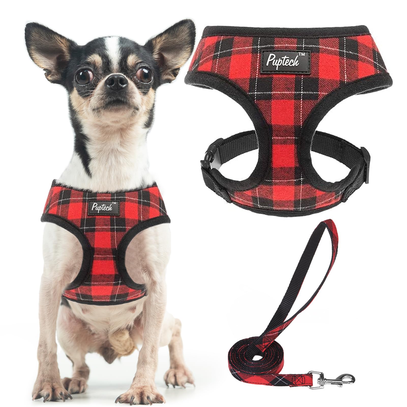 PUPTECK Dog Harness Small Dog Soft Mesh Pet Puppy Cat Comfort Padded Vest No Pull Harnesses and Leash Set