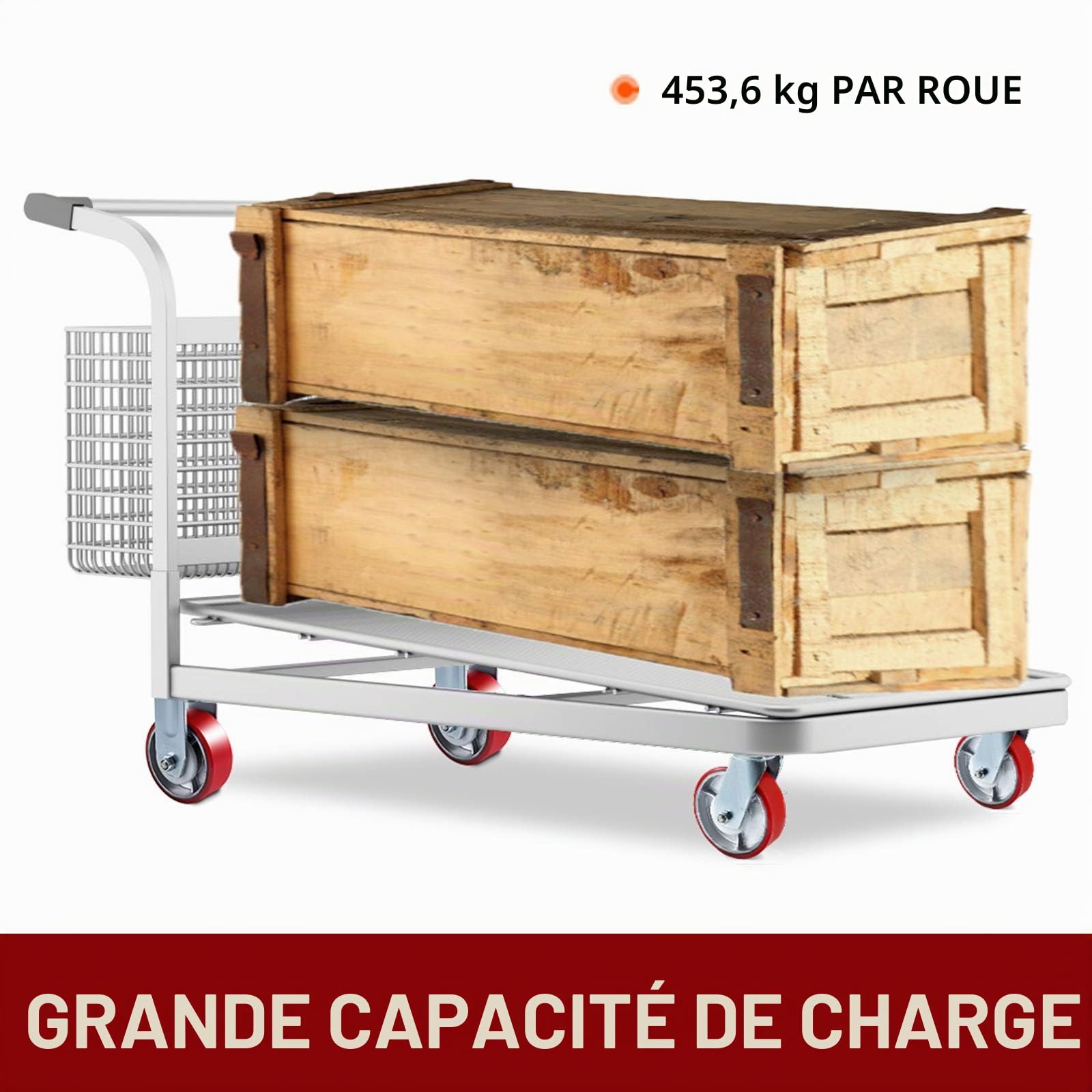 VEVOR Roulettes 15 cm Lot de 4 2 roulettes rigides et 2 roulettes pivotantes avec frein latéral, plaque de noyau en fer, polyuréthane, capacité de charge 450 kg par roue pour atelier, garage, entrepôt