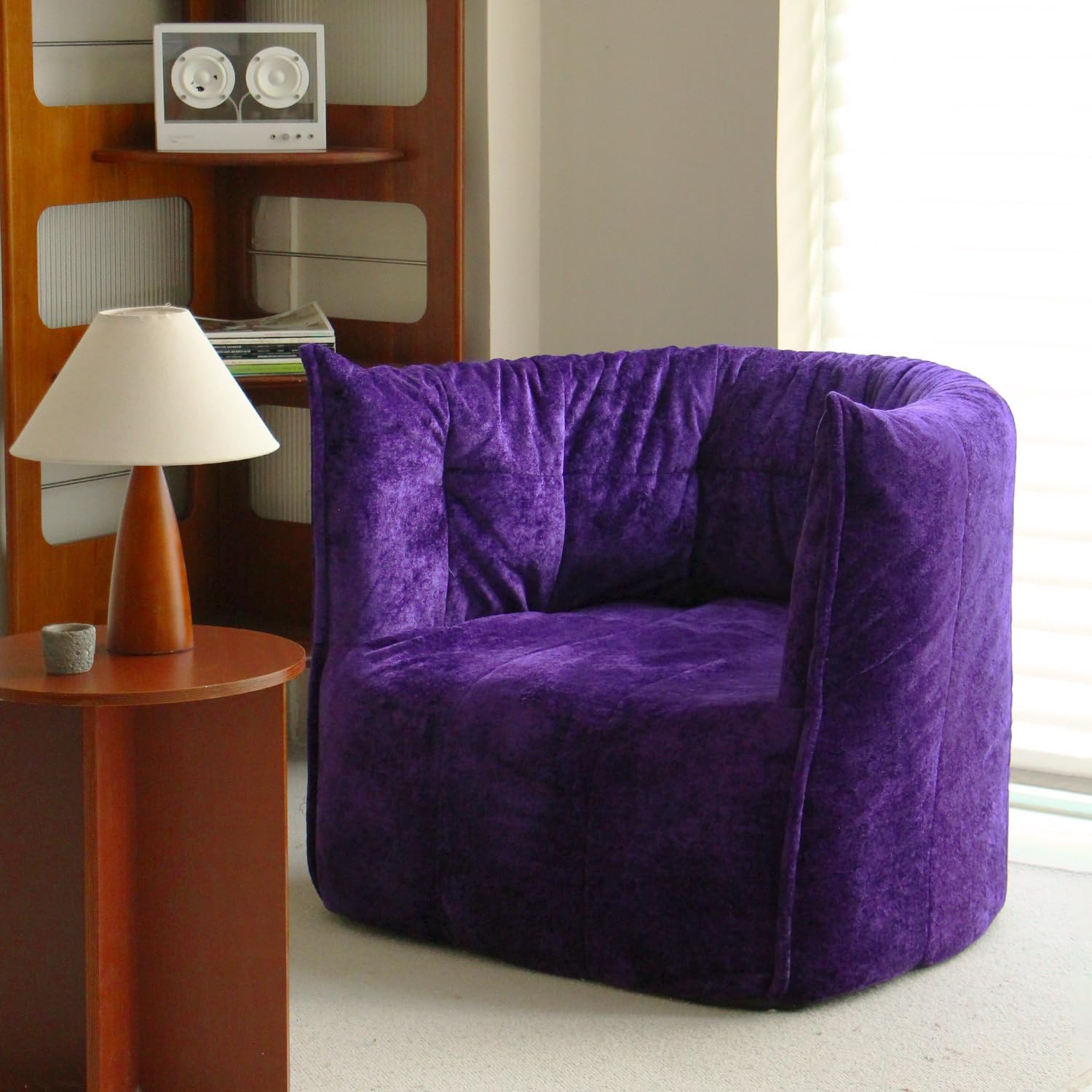N&V Mid Century Brigantin Deep Relaxation Sofa, Soft Premium Chenille, for Living Room Bedroom and Office (Royal Purple, Single)