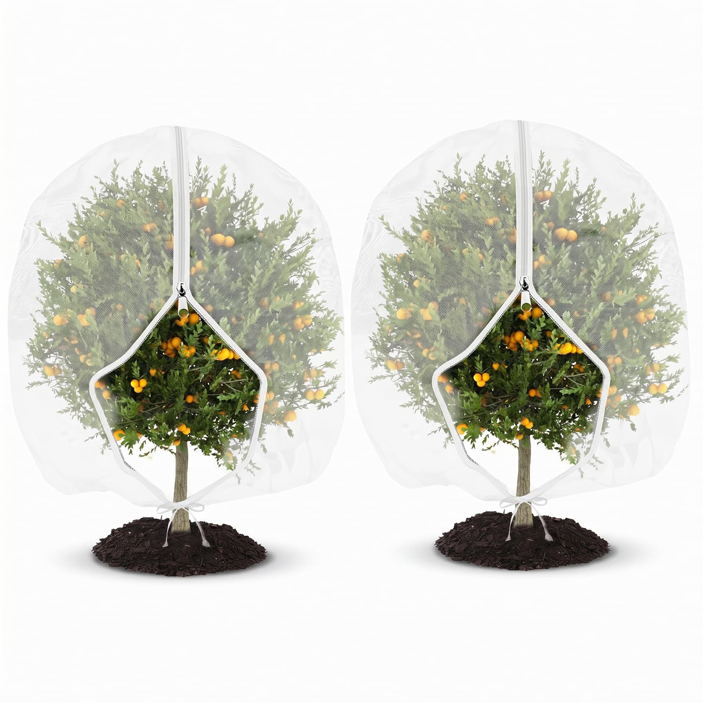 2PCS Fruit Tree Netting Bird Protection with Zipper, Bird Netting for Garden, Insect Mesh Net with Drawstring, Plants Fine Mesh Cover Nets for Vegetables Fruit Strawberry Bush (100x150cm)